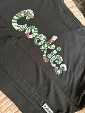 Cookies Black Tee with Tropical Script Logo